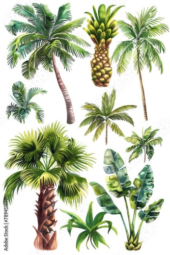 A group of lush palm trees, perfect for tropical themes