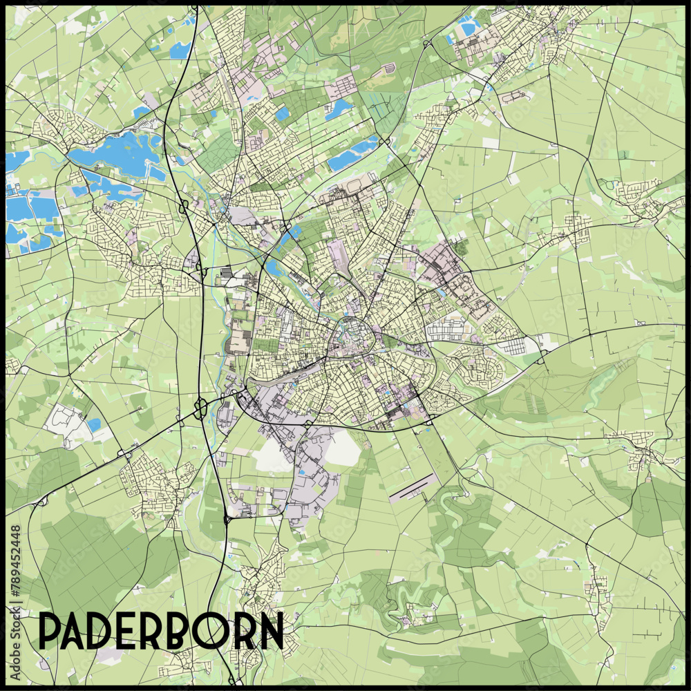 Paderborn Germany map poster