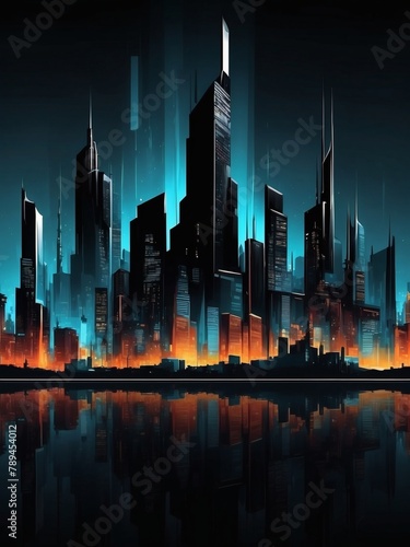 Dark abstract cityscape. Versatile artwork ideal for a range of design applications.