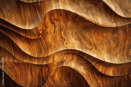 Close-up textured background of brown wavy lines and shades forming a wooden surface in nature. generative ai