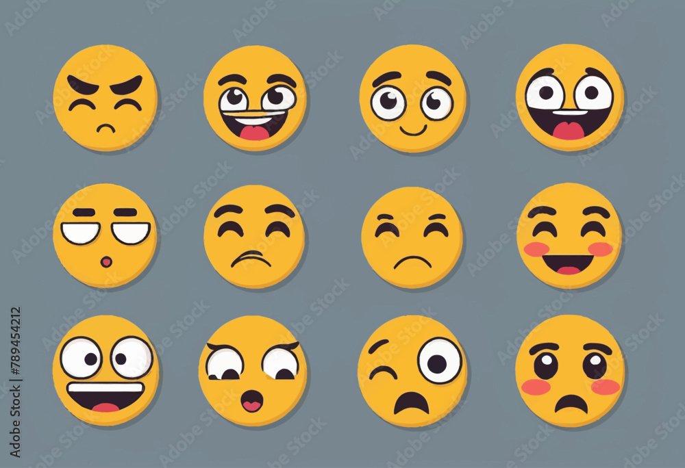 Hand Drawn Sketch Style Emoji Mood in Modern Flat Style Vector Illustration Hand Drawn Sketch Style Emoji Mood in Modern Flat Style Vector Illustration