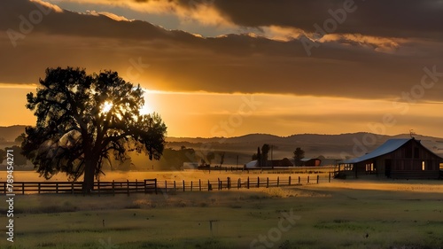 American Ranch Backlit at sunset