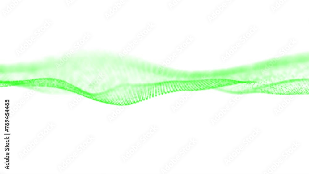 Abstract green color dot net particles . Futuristic particle flow on a ...