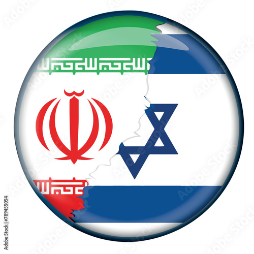 3D Rounded Flag Button in shape of Israeli official state flag and Iranian. vector illustration