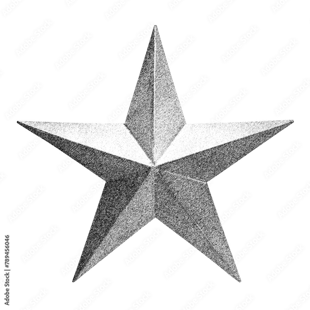 Hand drawn monotone star sticker with a white border Hand drawn monotone star sticker with a white border