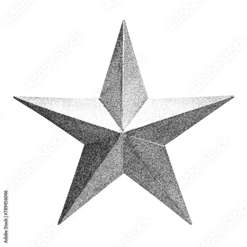 Hand drawn monotone star sticker with a white border