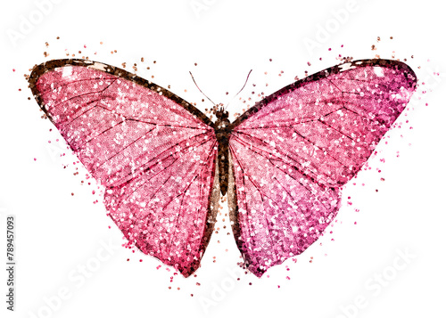 Photography Glitter pink butterfly design element