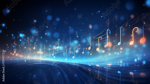 Musical note on blue background photo