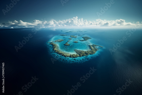Tropical atoll island in ocean © Kokhanchikov