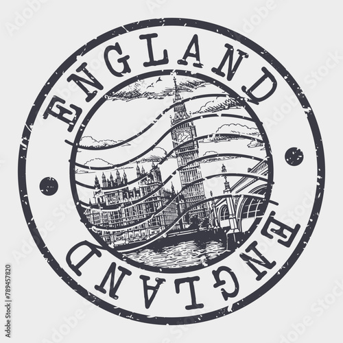 England Stamp Postal. Silhouette Seal. Passport Round Design. Vector Icon. Design Retro Travel. National Symbol.