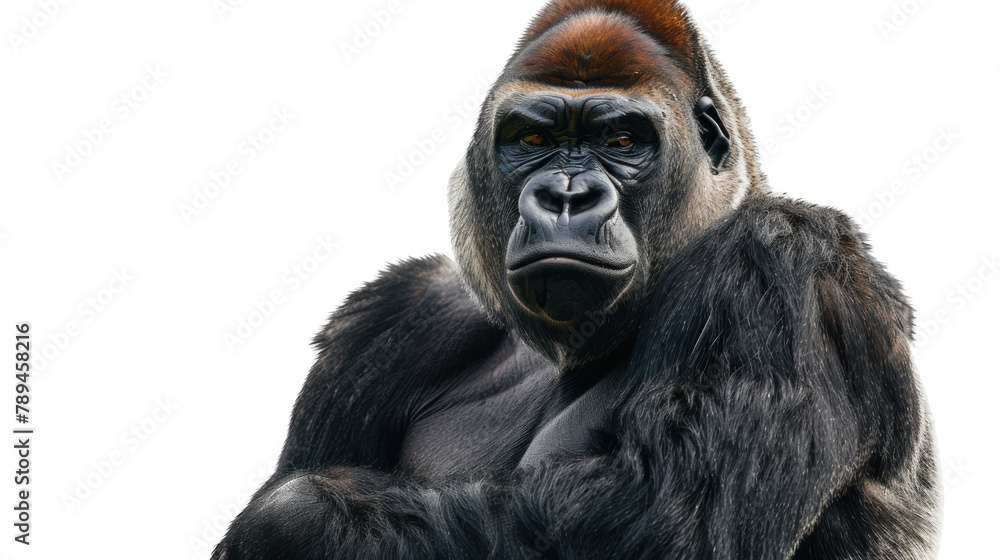 portrait of a gorilla isolated on a white background