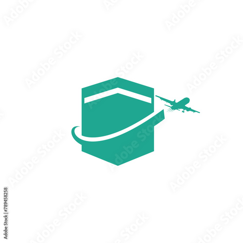 Islamic ka'bah makkah building logo design