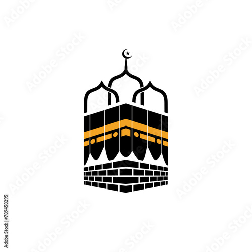 Islamic ka'bah makkah building logo design