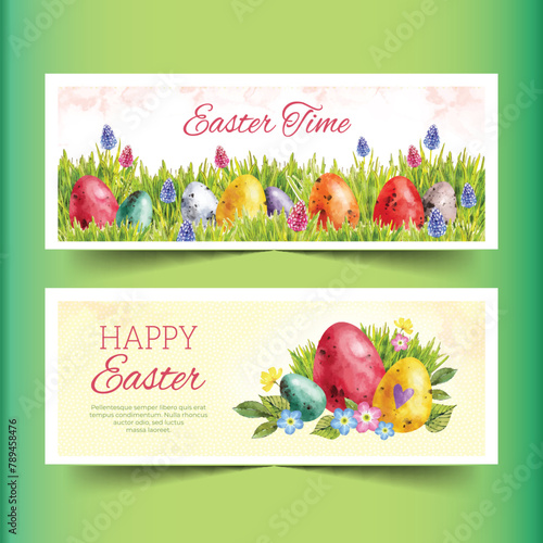 watercolor easter banner design vector illustration