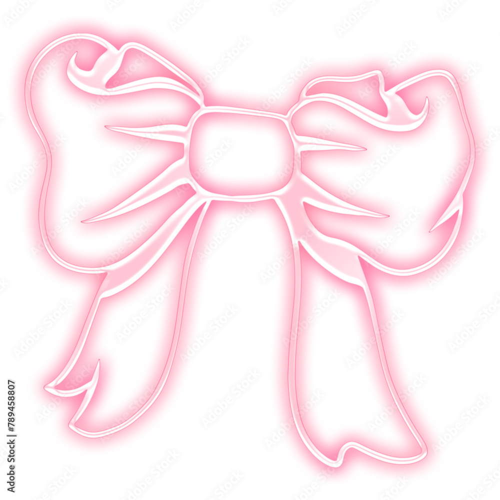 Cute neon pink bow sticker design element