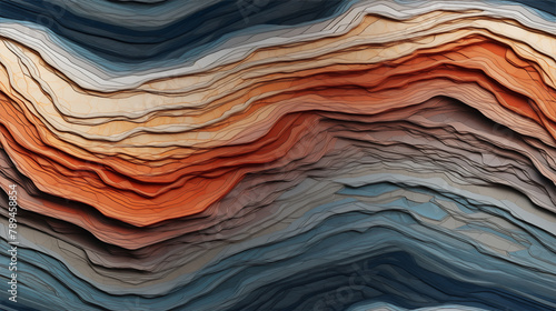 Close-up of layered geological rock formations with colorful strata