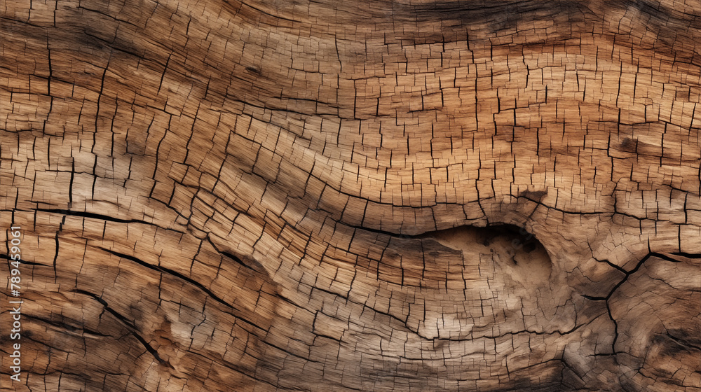 Fototapeta premium Close-up of rough bark texture on tree trunk with natural patterns
