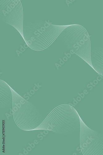 Abstract background with waves for banner. Standart poster size. Vector background with lines. Element for design. Green gradient. Olive color. Brochure, booklet. Eco, nature, vegan