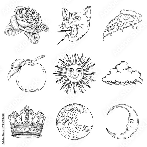 Drawing sticker set design element