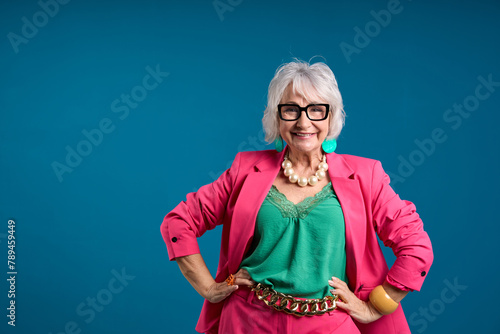 Confident Senior Woman Posing in Chic Ensemble