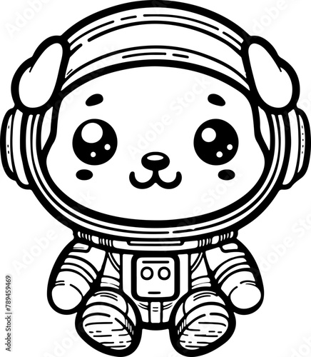 Chien ou chiot dessin animé style cartoon - manga - kawaii pour page ou livre de coloriage pour enfant. Isolé du fond, dessin au trait noir totalement transparent et prêt a colorier et ajuster. 