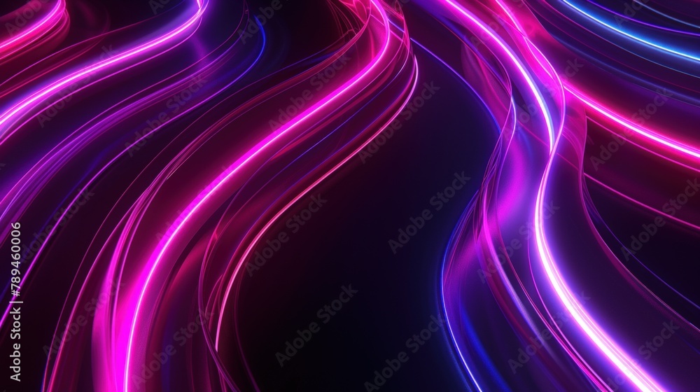 Fototapeta premium 3D render abstract background with glowing neon light. Generate AI image