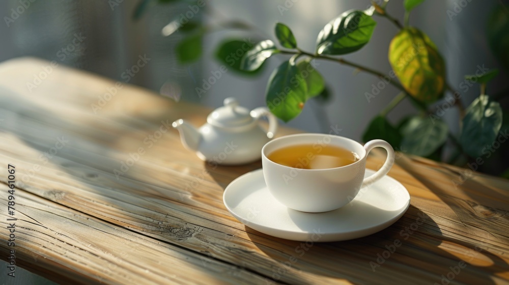 A simple image of a cup of tea on a wooden table. Suitable for various projects A simple image of a cup of tea on a wooden table. Suitable for various projects