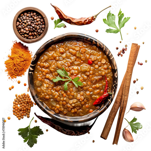 Tasty Atakilt Misir Wat Spiced Lentil Stew Isolated On Transparent  Background  photo