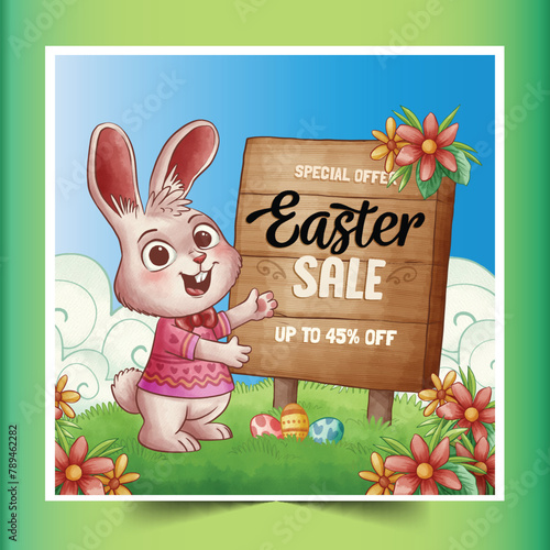 watercolor easter sale design vector illustration