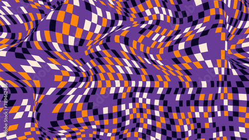 Purple and orange checkered optical illusion art