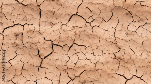 Detailed shot of cracked dry desert ground with unique natural formations