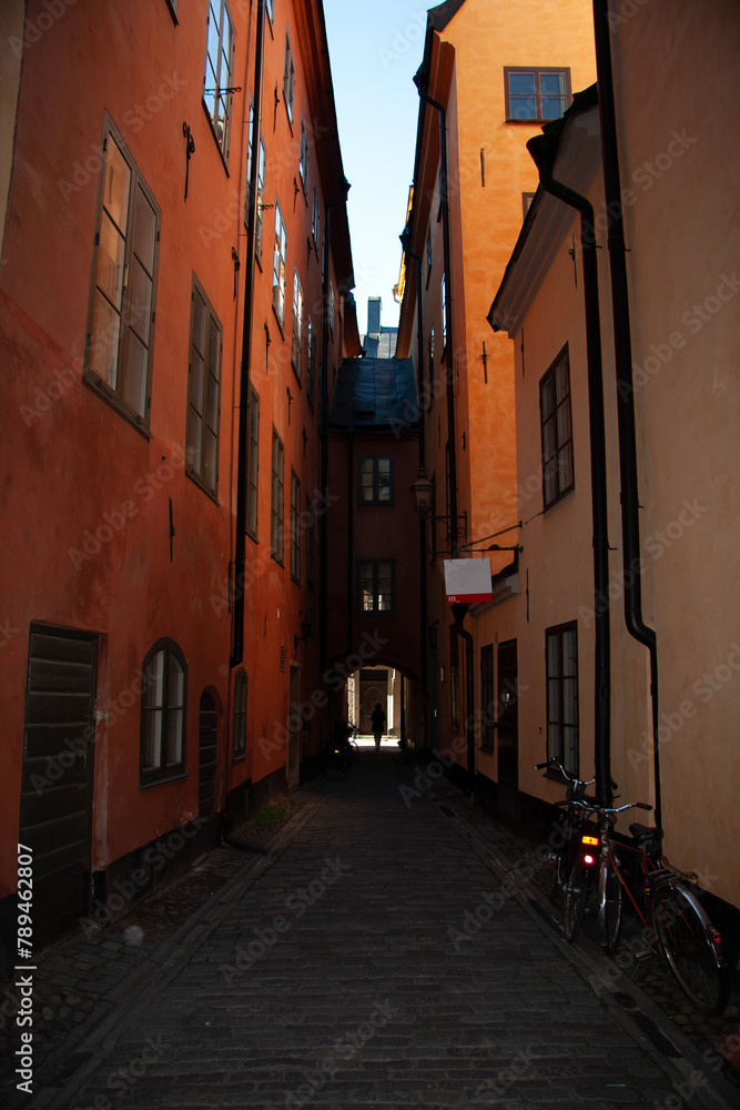 Stockholm, Sweden. Very narrow street in Gamla Stan