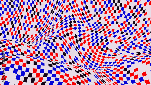 Abstract Checkerboard Pattern with Warped Effect (ID: 789463077)