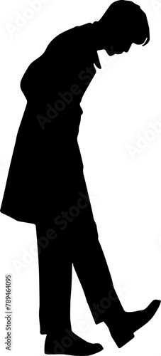 silhouette of man walking alone with transparent background