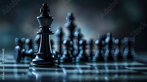 Business leadership and teamwork concept, chess piece on  board, leader and competition, strategy, management