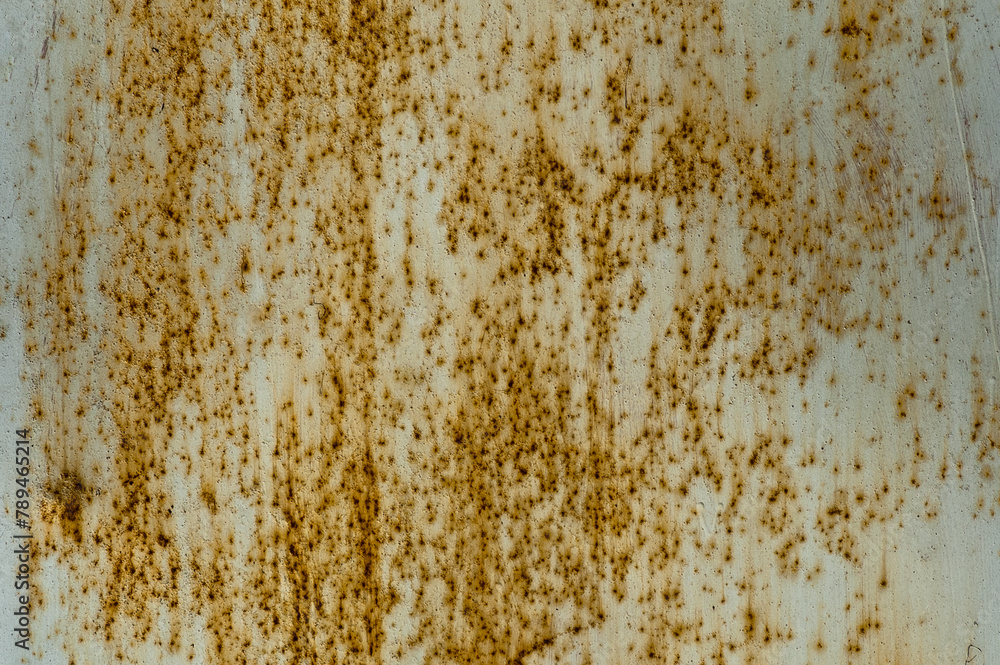 in the photo there is an old rusty metal wall close up