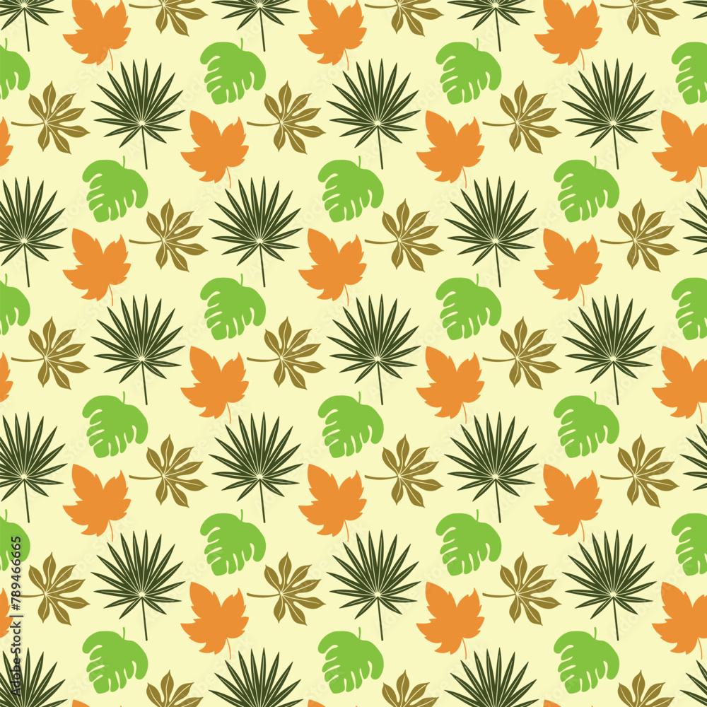Cheerful Leaf Mix Seamless Vector Pattern Design