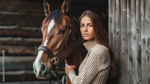 Equestrian Bond: Woman and Horse in Harmony. Generative ai