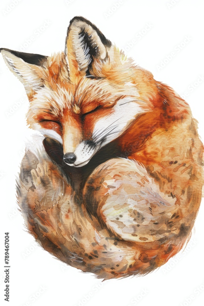 Naklejka premium Peaceful image of a sleeping fox. Suitable for nature and animal themes
