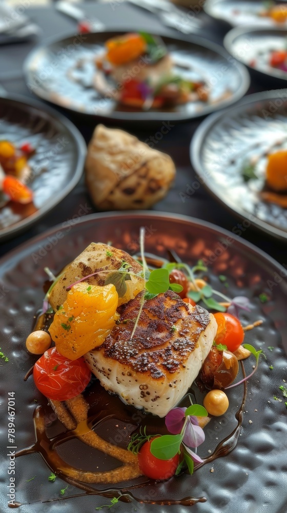 Seared Fish Fillet With Tomato Garnish Seared Fish Fillet With Tomato Garnish