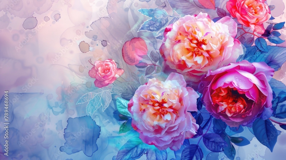 Fototapeta premium A beautiful painting of pink flowers. Ideal for home decor