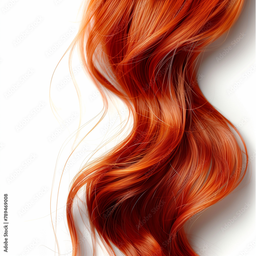 lock of red human hair isolated on white background lock of red human hair isolated on white background