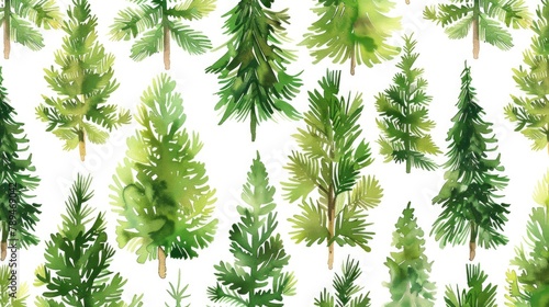 A bunch of green trees on a white background. Perfect for nature-themed designs