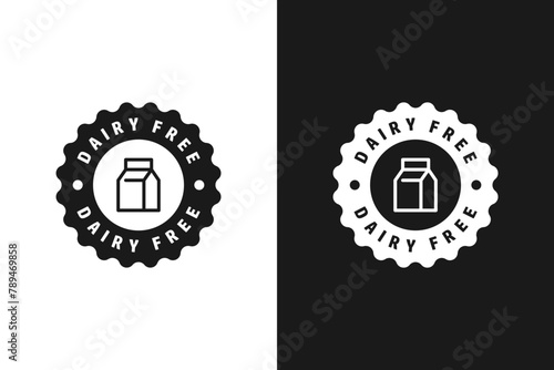 Dairy free, label, sticker or symbol. Dairy free icon sign. Diet concept. Healthy eating. Natural and organic foods.