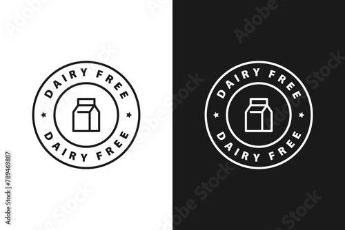 Dairy free, label, sticker or symbol. Dairy free icon sign. Diet concept. Healthy eating. Natural and organic foods.