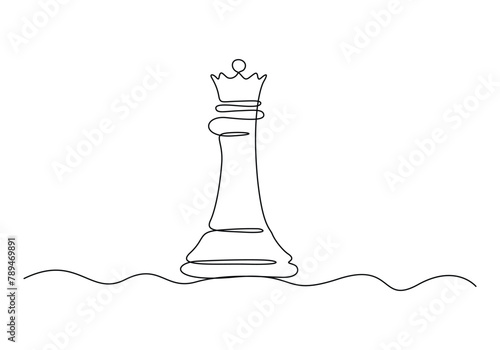 Chess pieces continuous one line drawing vector illustration 