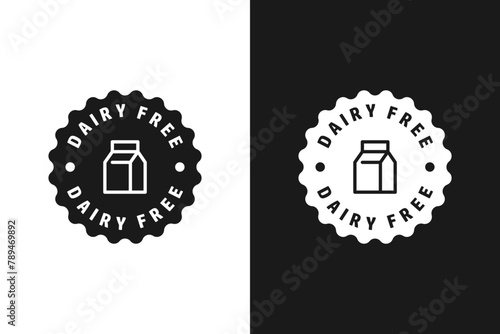 Dairy free, label, sticker or symbol. Dairy free icon sign. Diet concept. Healthy eating. Natural and organic foods.