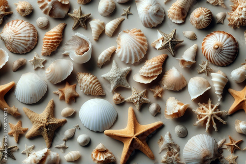 stars Large isolated collection white background shells sea objects shell exotic cut-out seashell spiral ocean bundle clam nourishment asteroid macro
