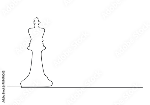 Chess pieces continuous one line drawing vector illustration 
