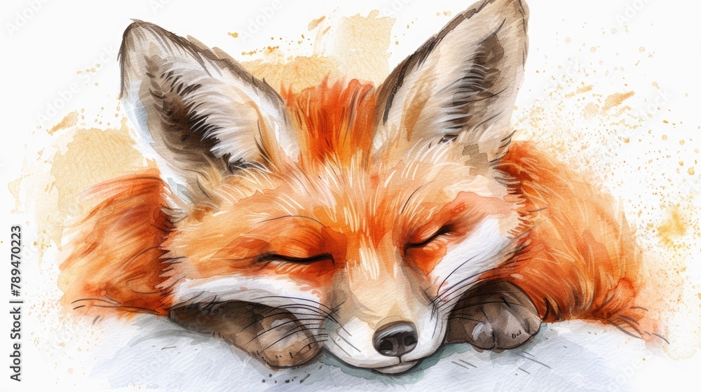 Naklejka premium A peaceful image of a sleeping fox. Perfect for nature or animal-themed designs